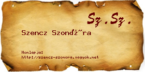 Szencz Szonóra névjegykártya